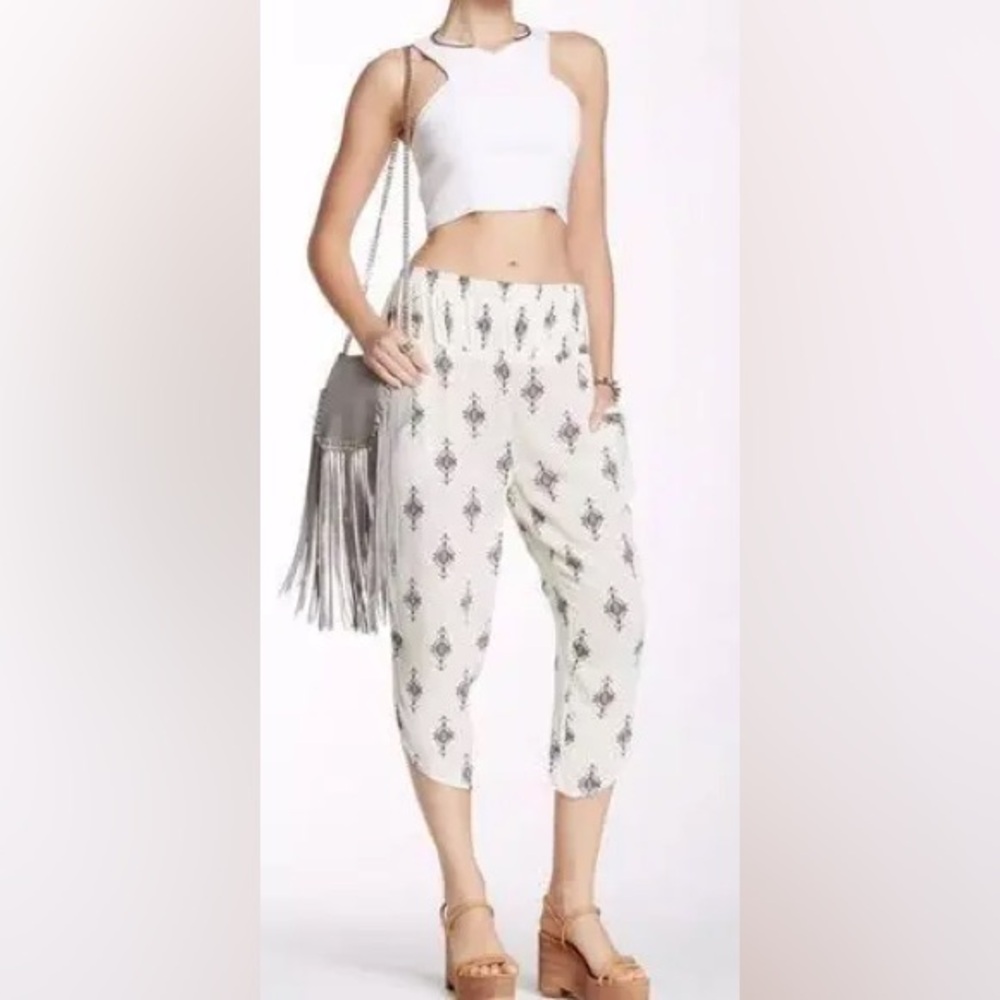 Free People diamond print harem crop pants tea combo - Picture 2 of 14